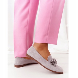 EVE Grå mocka loafers med fransar Alicante 21PB35-3530 3