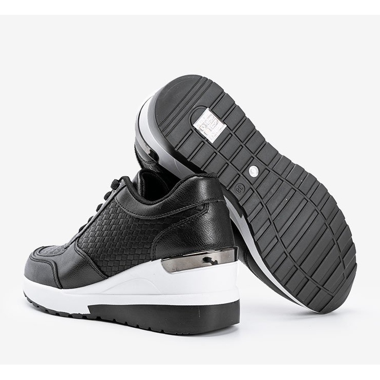 Svarta kilskor med flätat Dianne -mönster 1