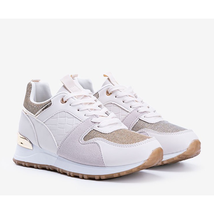 Beige sneakers med gyllene Yoisya -tillbehör 1