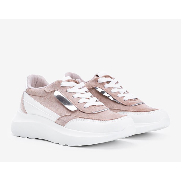 Beige sneakers med en tjock Hella -sula vit kaki 1
