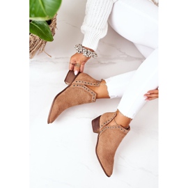 Openwork stövlar med utskärningar, Camel Western brun 1