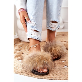 BM Tofflor med Natural Fur Camel Elsa brun 2