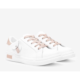 Vita och beige sneakers med en dekorativ ficka från Nandina 1