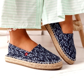 Espadrilles på en flätad plattform Big Star AA274628 Marinblå 3