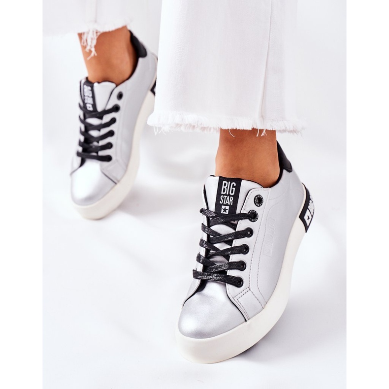Damskor i läder Big Star II274034 Silver 2