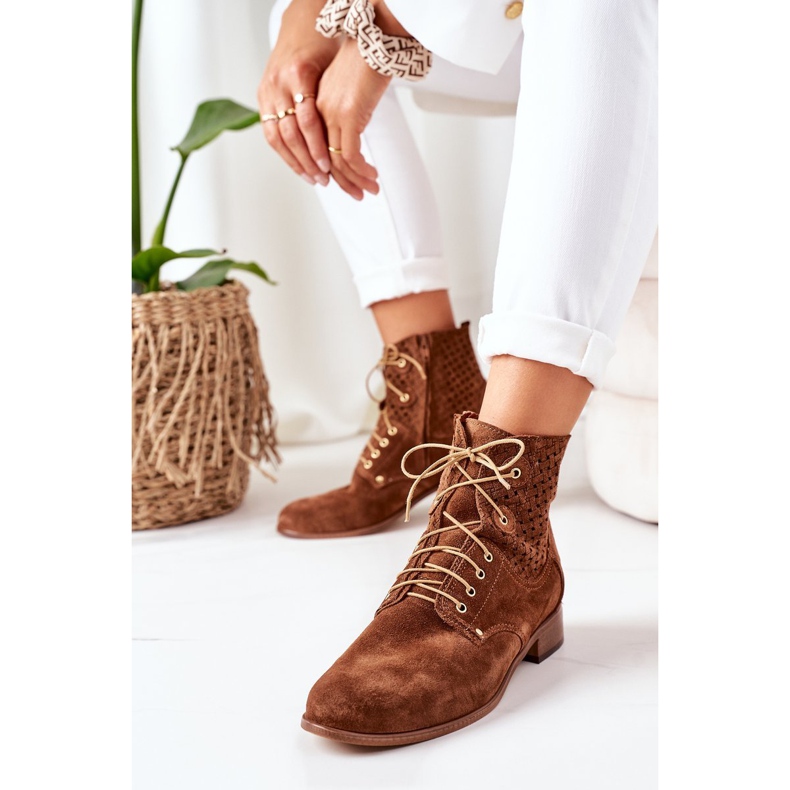 Alberto Violli Mocka stövlar med öppet mönster brun Josie 2