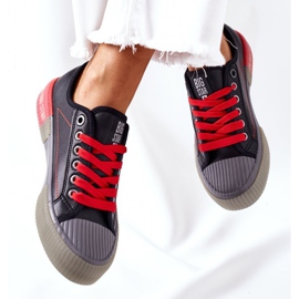 Damskor i läder Big Star II274134 Svart röd 1