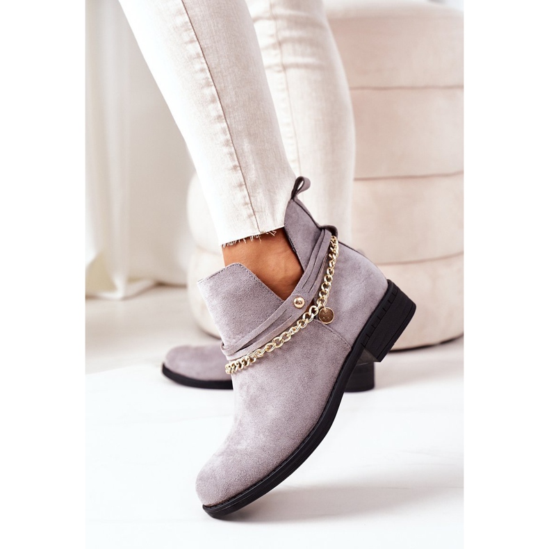 PS1 Mocka stövlar med en kedja Grå Elvira 2