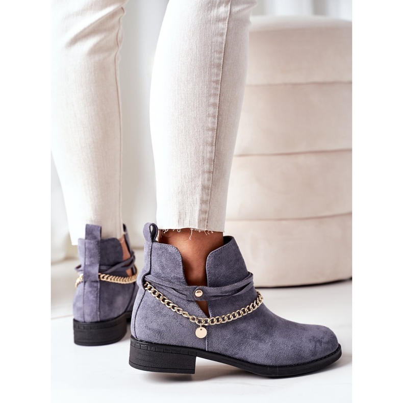 PS1 Mocka stövlar med en kedja Blue Elvira blå 1