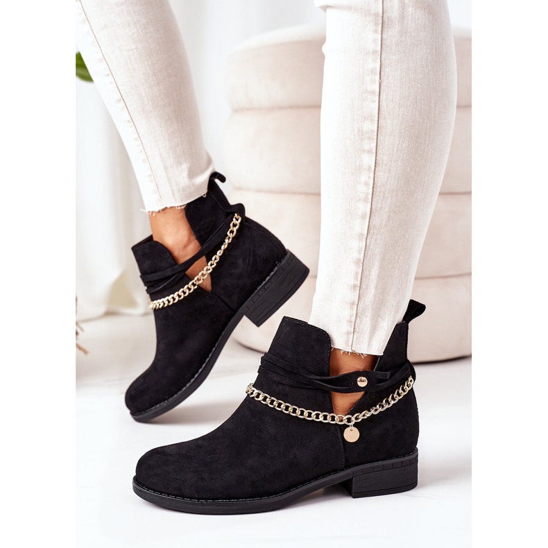 PS1 Svarta Elvira mocka stövlar med kedja 2