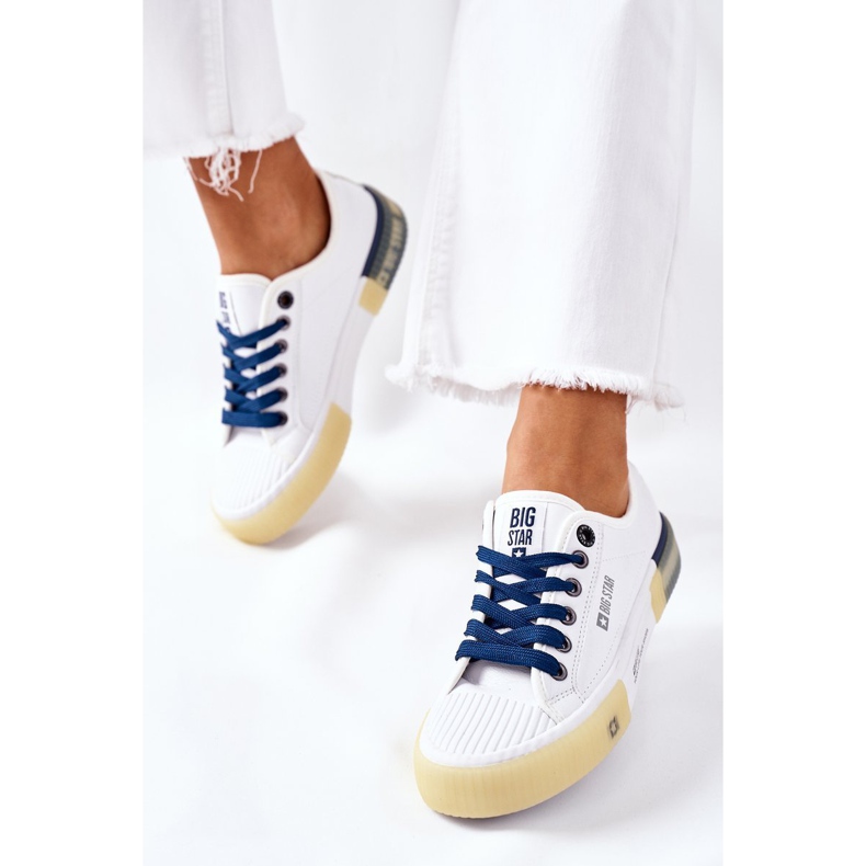 Damskor i läder Big Star II274132 Vit marinblå 2