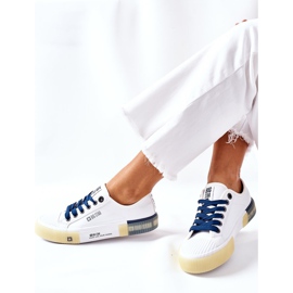 Damskor i läder Big Star II274132 Vit marinblå 1