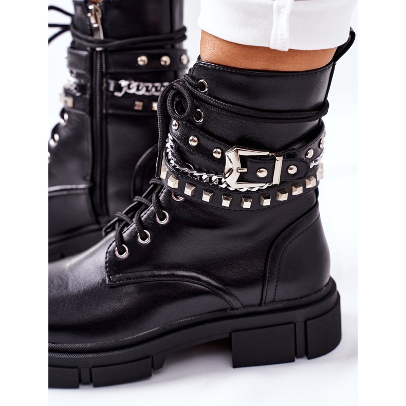 Svarta arbetarkängor med ett grosstick -spänne 1