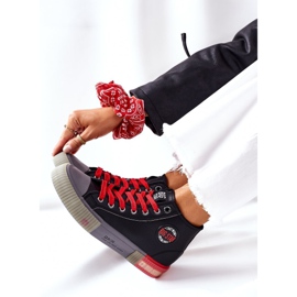 Läderhöga sneakers Big Star II274139 Svart röd 1