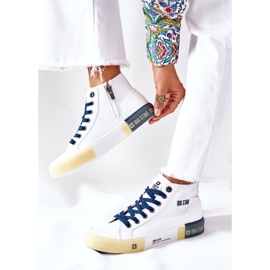 Läderhöga sneakers Big Star II274137 Vit marinblå 2
