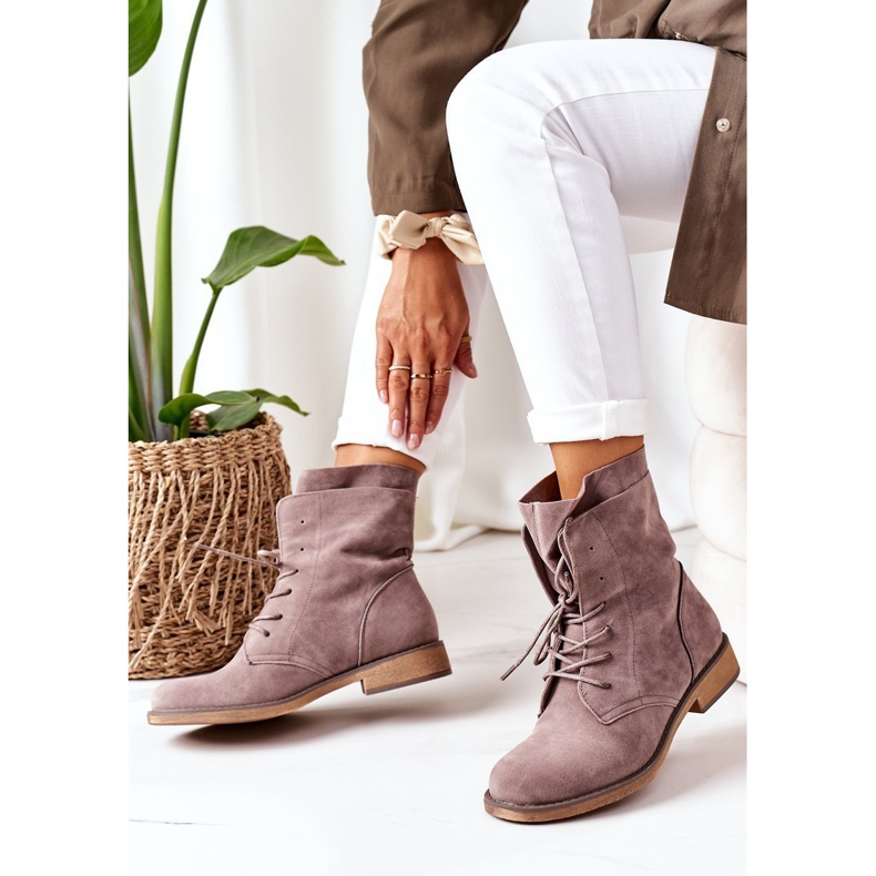 PS1 Stövlar med dubbla skaft Taupe Violetta grå 2