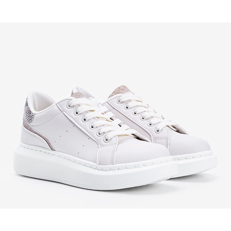 Beige sneakers med tjocka Aliccer -sulor 1