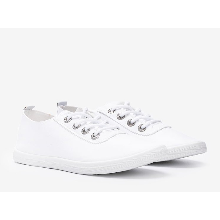 Klassiska vita sneakers med cubic zirconias från Silisov 1