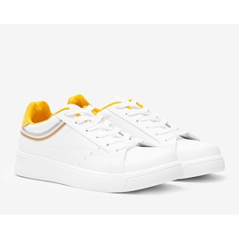 Vita och gula sneakers med tjock Meia -sula 2