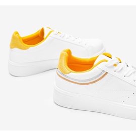 Vita och gula sneakers med tjock Meia -sula 1