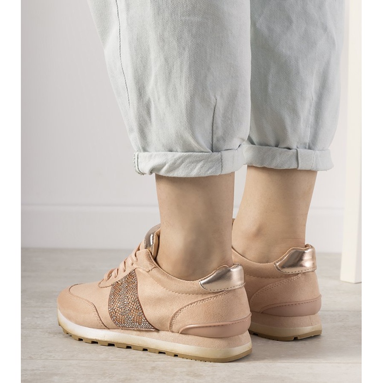 Rosa sneakers med cubic zirconia Ratia beige 2