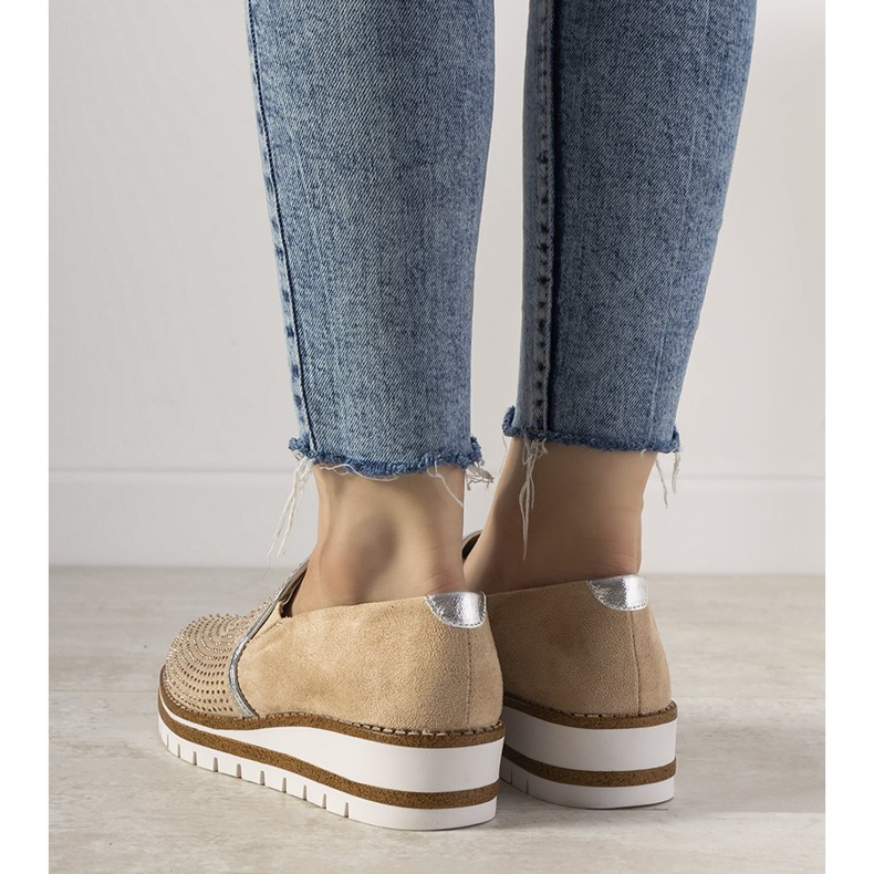 Slip-on silverskor med GF-FD9 dubbar beige 1