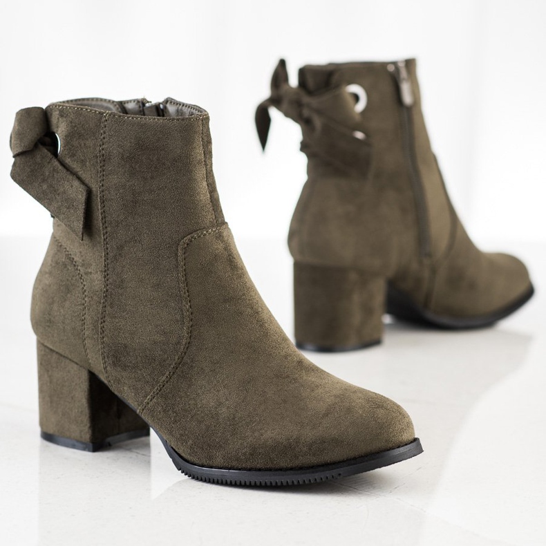 J. Star Kaki stövlar med dekorativ bindning grön 1