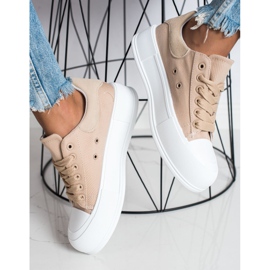 Goodin Klassiska sneakers på plattformen beige 1