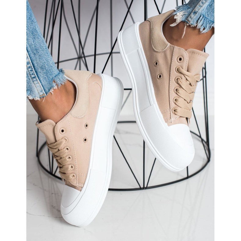 Goodin Klassiska sneakers på plattformen beige 1