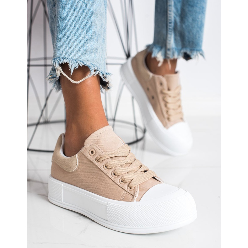 Goodin Klassiska sneakers på plattformen beige 2