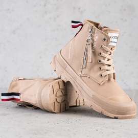 Goodin Sneakers med dekorativ dragkedja beige 1