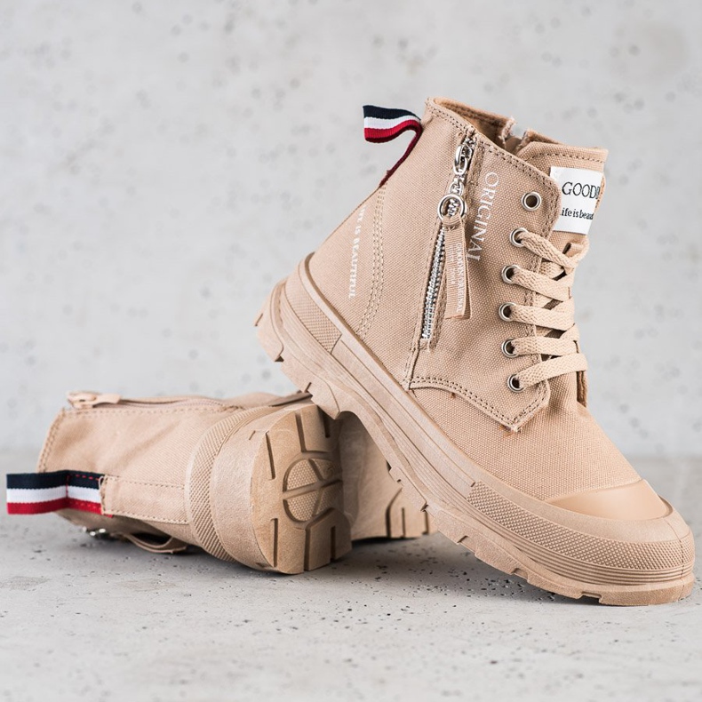 Goodin Sneakers med dekorativ dragkedja beige 1