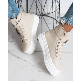 Goodin Sneakers på plattformen med en ficka beige 2