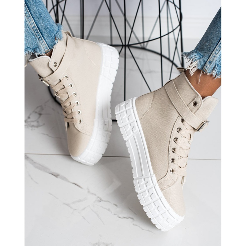 Goodin Sneakers på plattformen med en ficka beige 2