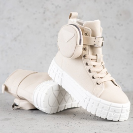 Goodin Sneakers på plattformen med en ficka beige 1