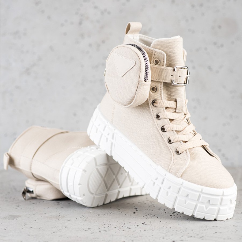 Goodin Sneakers på plattformen med en ficka beige 1