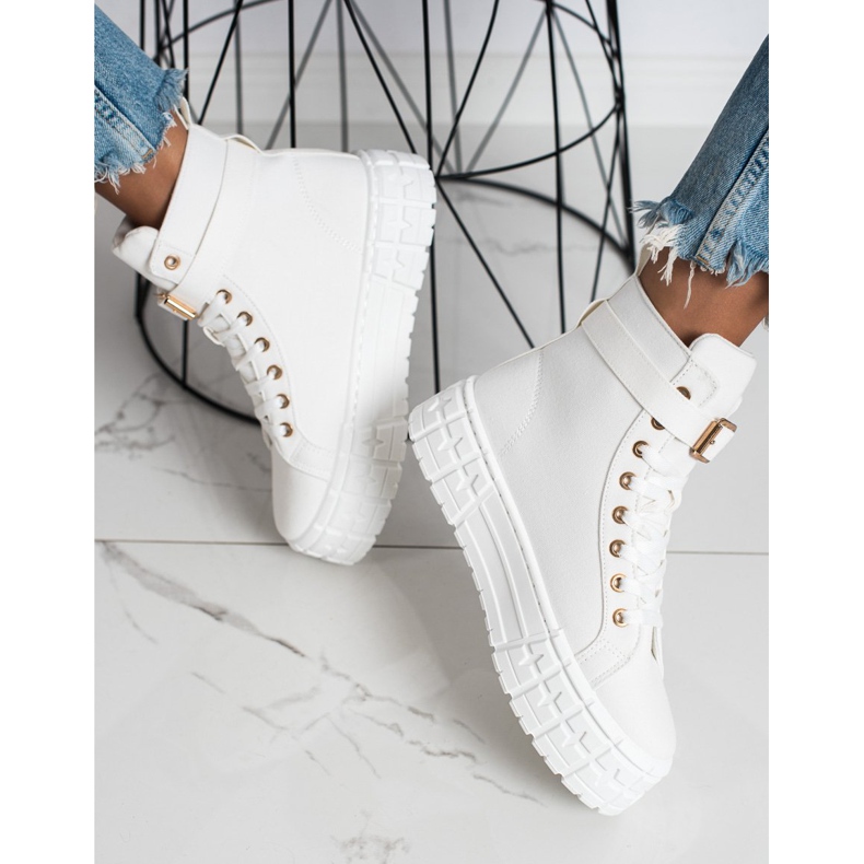 Goodin Sneakers på plattformen med en ficka vit 2