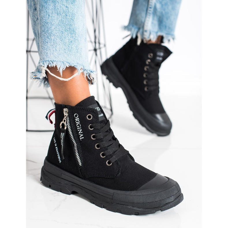 Goodin Sneakers med dekorativ dragkedja svart 2