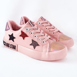 Barnskinnsneakers Big Star II374033 Rosa 2