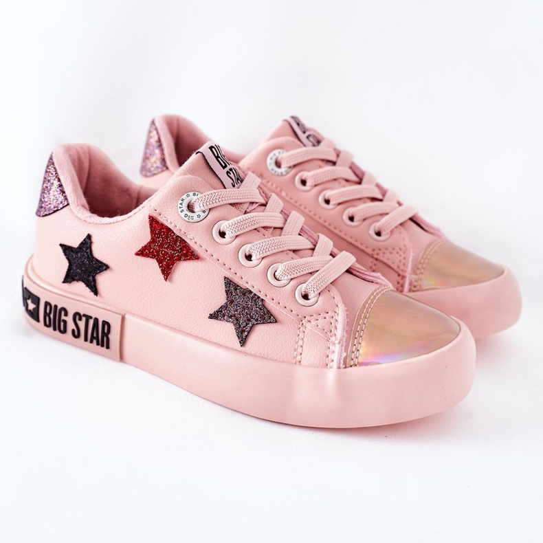 Barnskinnsneakers Big Star II374033 Rosa 2