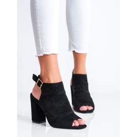 Renda Openwork sandaler på ett inlägg svart 2