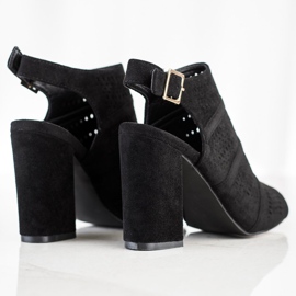 Renda Openwork sandaler på ett inlägg svart 1