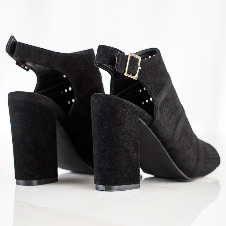 Renda Openwork sandaler på ett inlägg svart 1