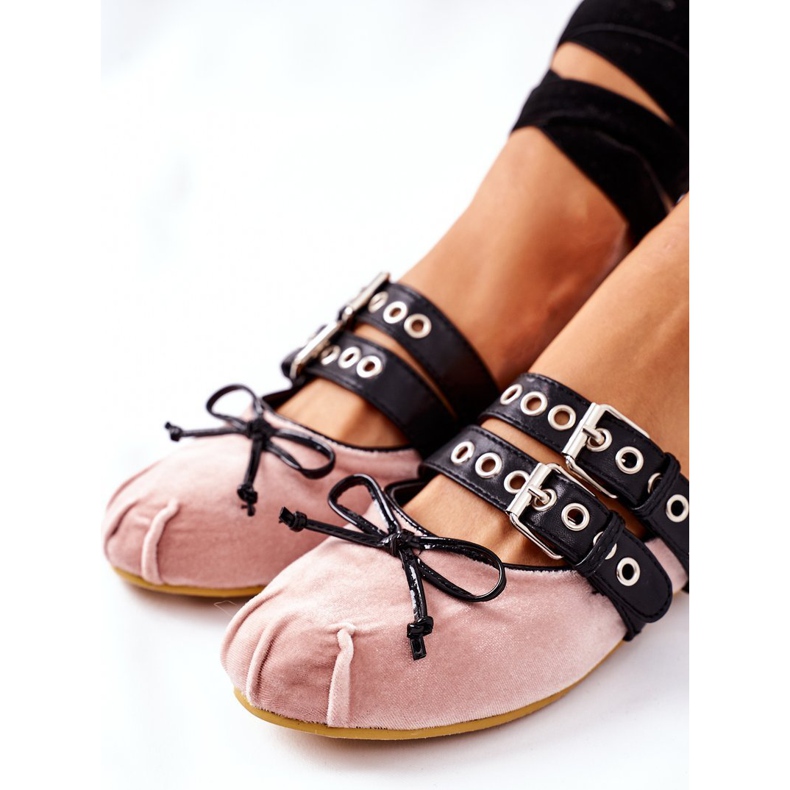 Tied Velour Ballerinas Lu Boo Beige 1