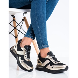 VINCEZA Glitter Sneakers svart gyllene 2