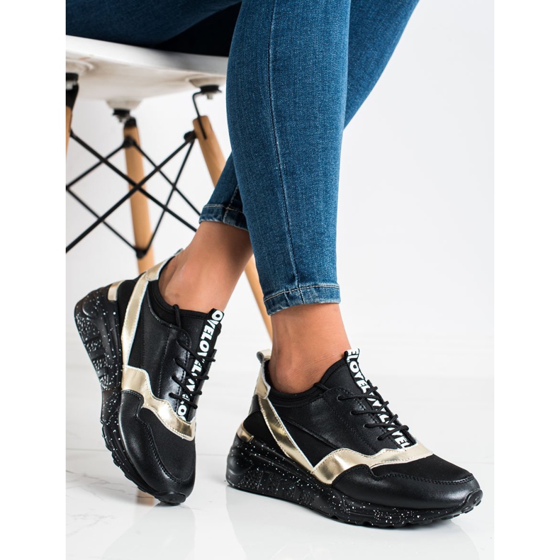 S. BARSKI Skinnsneakers från S.BARSKI svart gyllene 2