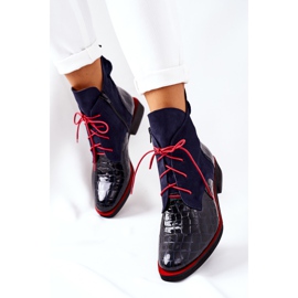 Alberto Violli Läderstövlar Alligator mönster Marinblå Bruselle röd 2