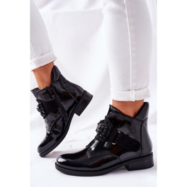 S.Barski Damstövlar Lackade svarta Schuler -kristaller 1