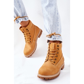 Kängor för kvinnor i läder Big Star II274447 Camel brun 2