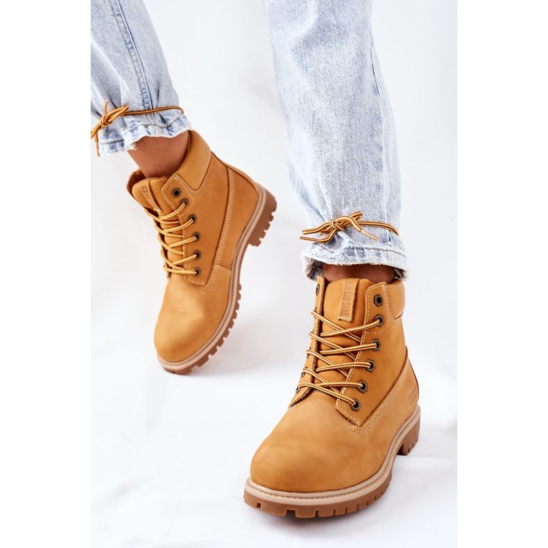 Kängor för kvinnor i läder Big Star II274447 Camel brun 2